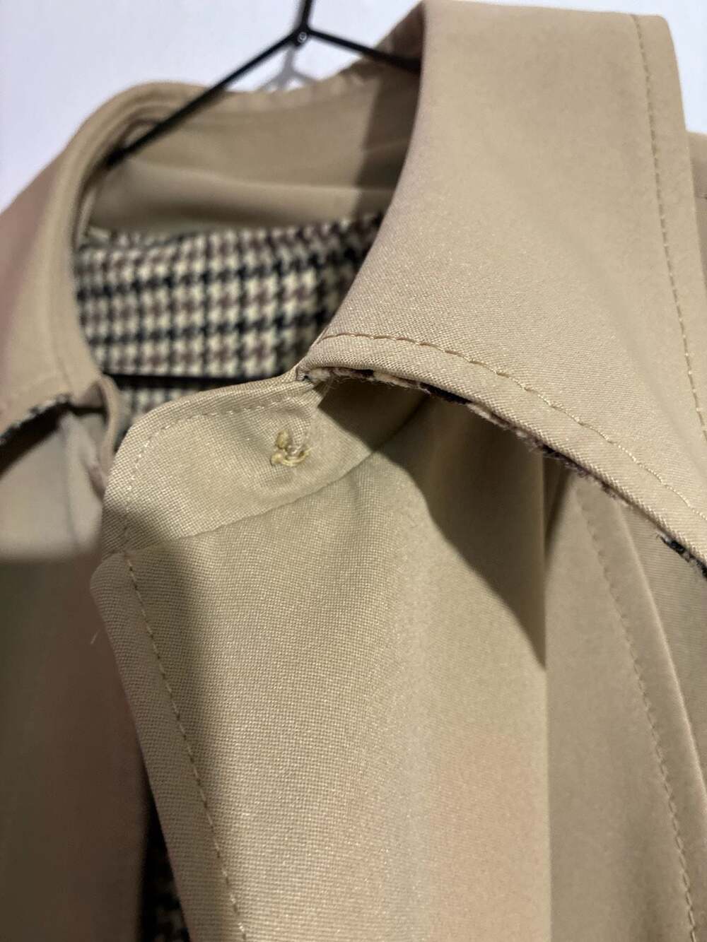 Vintage Forecaster of Boston Tan Trench Coat with Houndstooth Lining Size 15/16 - Picture 5 of 6